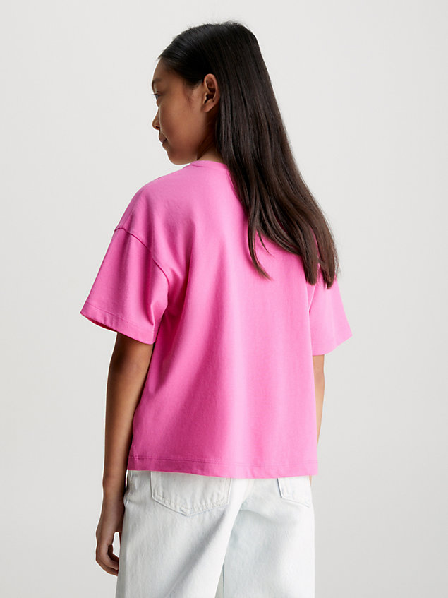 pink boxy logo-t-shirt für maedchen - calvin klein jeans