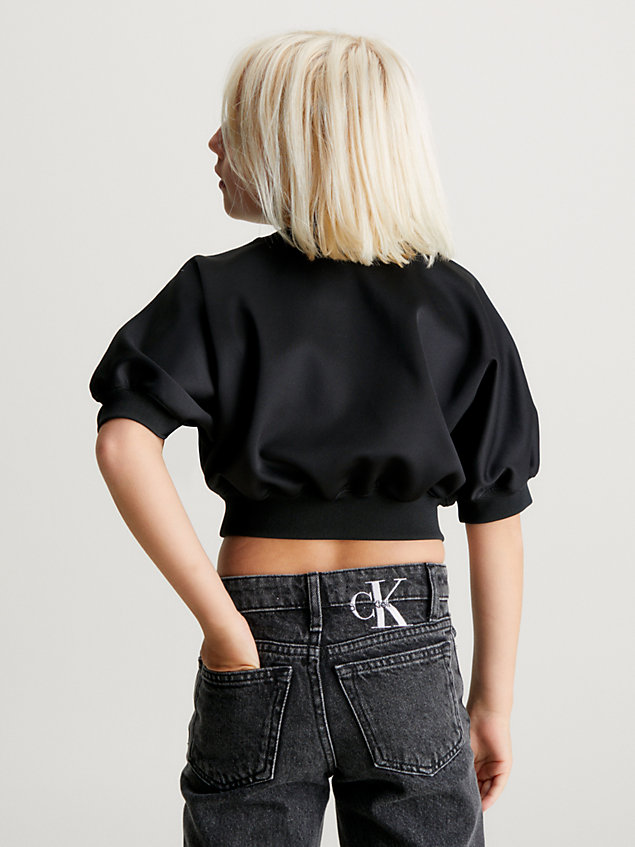 black oversized getailleerde top voor meisjes - calvin klein jeans