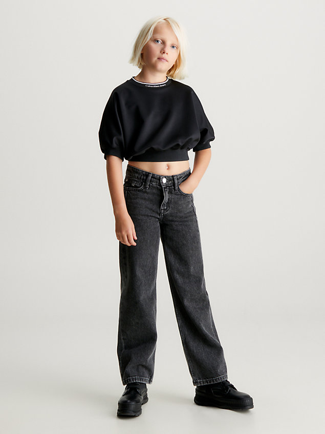 black tailliertes oversized-top für maedchen - calvin klein jeans