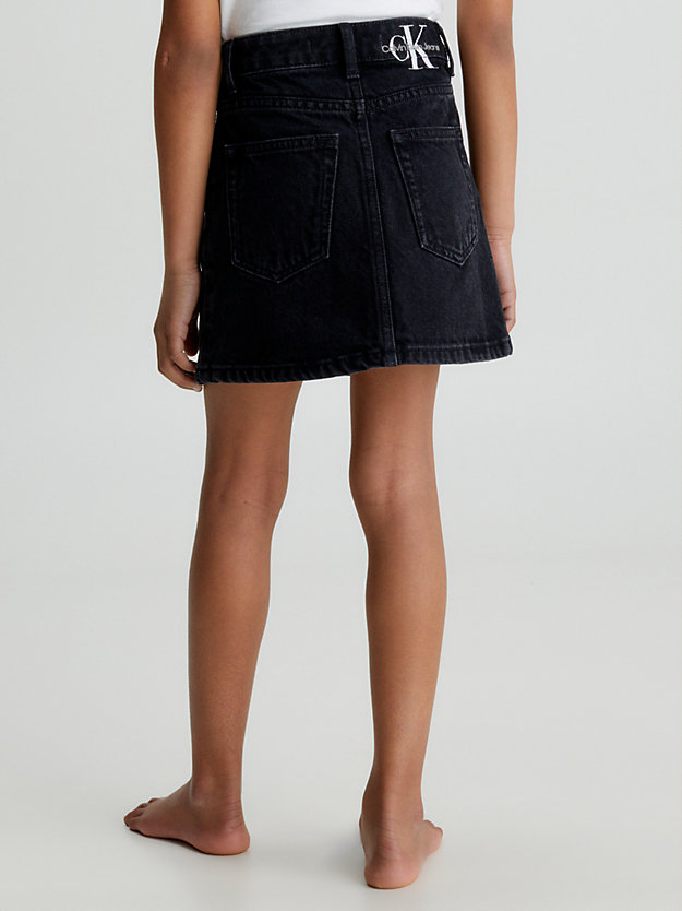 washedblack denim button skirt for girls calvin klein jeans