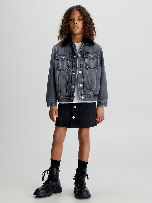 washedblack denim button skirt for girls calvin klein jeans