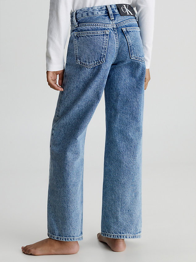 blue high rise jeans mit weitem bein für maedchen - calvin klein jeans