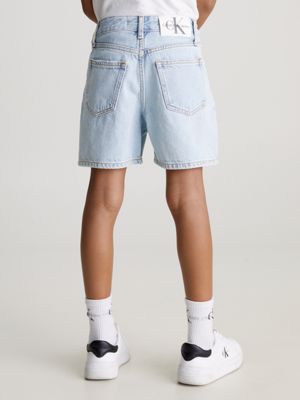 powder blue relaxed denim shorts for girls calvin klein jeans