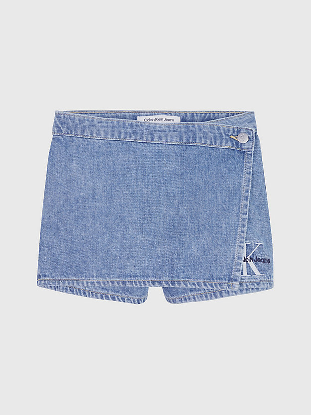 mid marble blue denim skort for girls calvin klein jeans