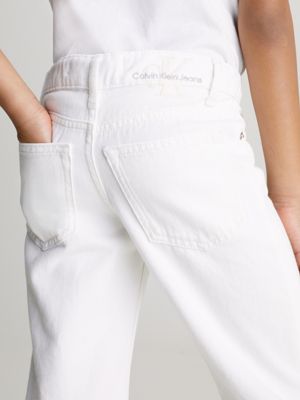 white/denim mid rise straight jeans for girls calvin klein jeans