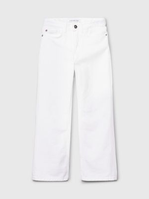 white/denim mid rise straight jeans for girls calvin klein jeans