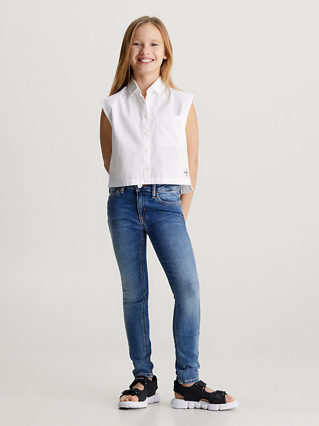 essential serene blue mid rise skinny jeans for girls calvin klein jeans