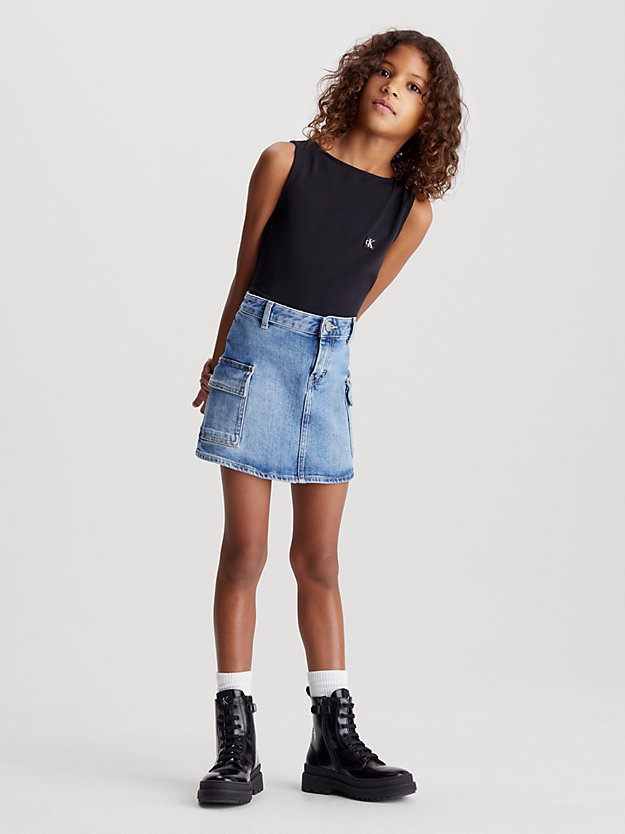 authentic mid blue denim cargo mini skirt for girls calvin klein jeans