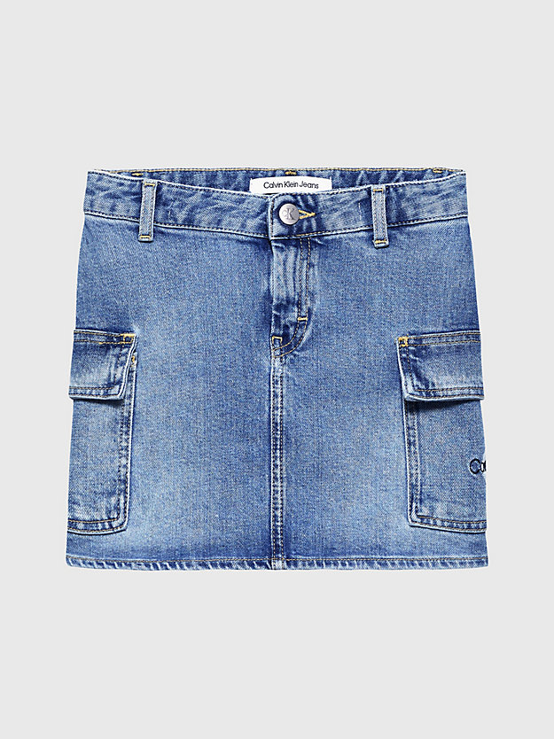 authentic mid blue jeansowa spódnica mini cargo dla dziewczynki - calvin klein jeans