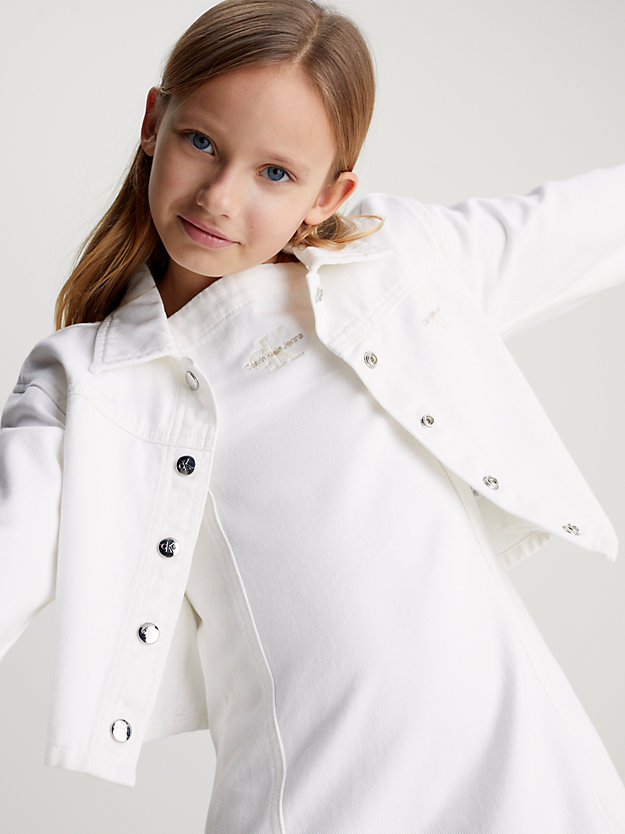 white denim cropped denim jacket for girls calvin klein jeans