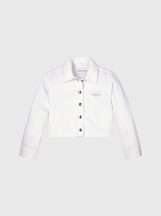 white denim cropped denim jacket for girls calvin klein jeans