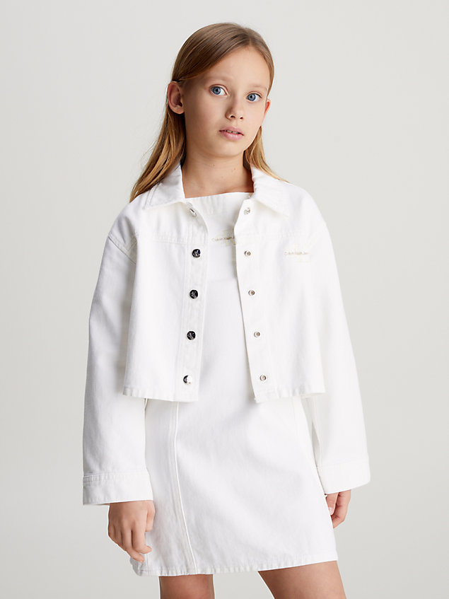 white cropped denim jacket for girls calvin klein jeans