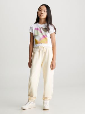 yellow relaxed soft pleat joggers for girls calvin klein jeans