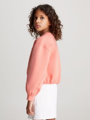 blooming dahlia boxy monogram sweatshirt for girls calvin klein jeans