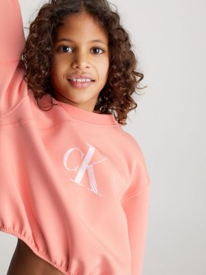 blooming dahlia boxy monogram sweatshirt for girls calvin klein jeans