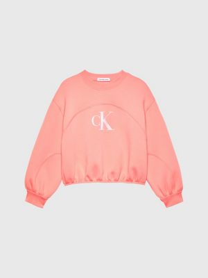 blooming dahlia boxy monogram sweatshirt for girls calvin klein jeans