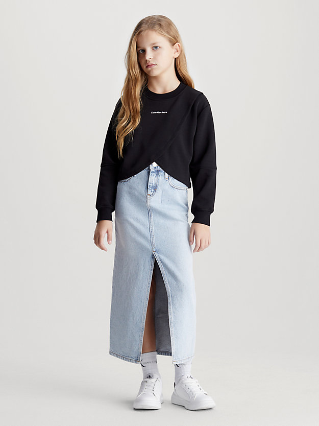 ck black boxy wrapover sweatshirt for girls calvin klein jeans