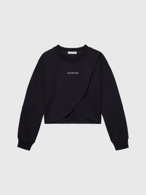 Calvin Klein boxy monogram logo sweatshirt in black