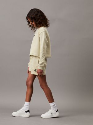 green haze terry sweatshirt and shorts set for girls calvin klein jeans