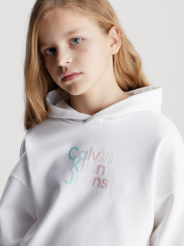 bright white flock logo terry hoodie for girls calvin klein jeans