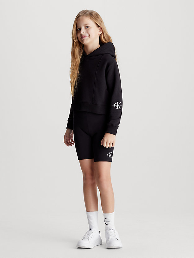 ck black monogram terry hoodie for girls calvin klein jeans