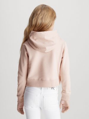 Calvin Klein Girls Glitter Monogram Hoodie in Black