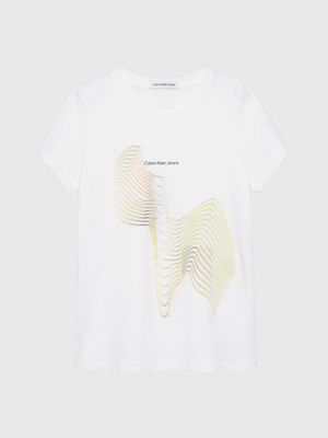 bright white slim graphic print t-shirt for girls calvin klein jeans