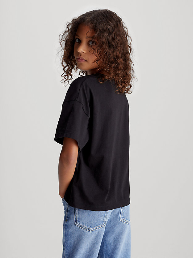 ck black relaxed monogram t-shirt for girls calvin klein jeans