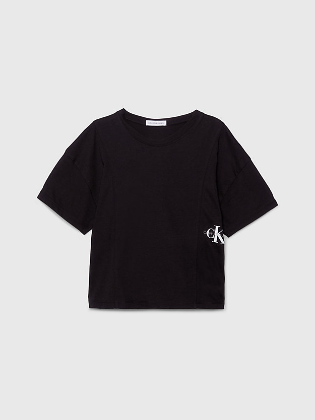 ck black relaxed monogram t-shirt for girls calvin klein jeans