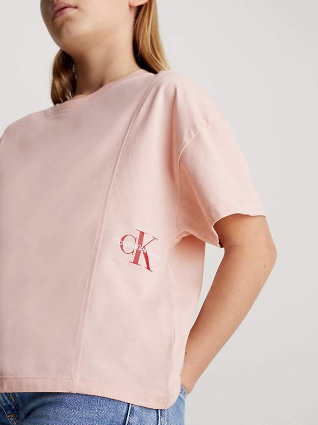 sepia rose relaxed monogram t-shirt for girls calvin klein jeans