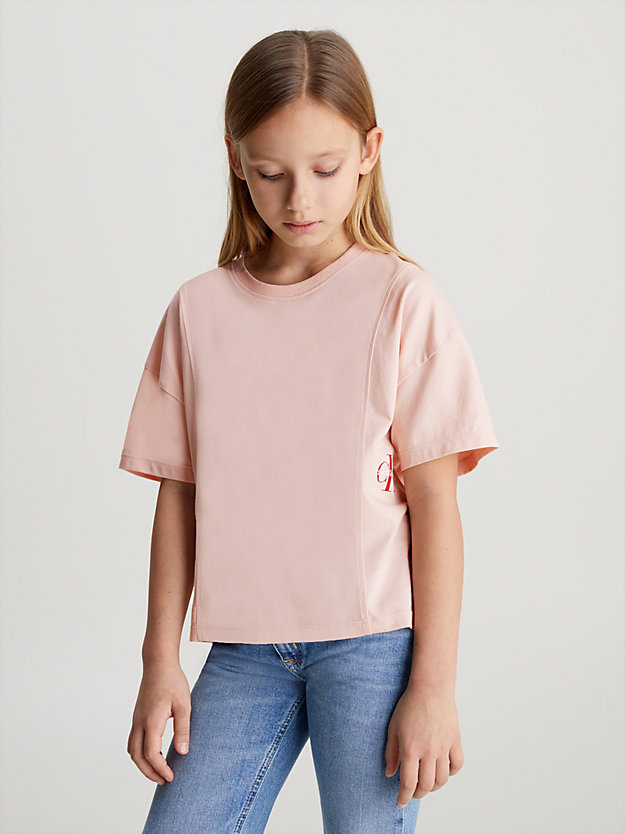 sepia rose relaxed monogram t-shirt for girls calvin klein jeans