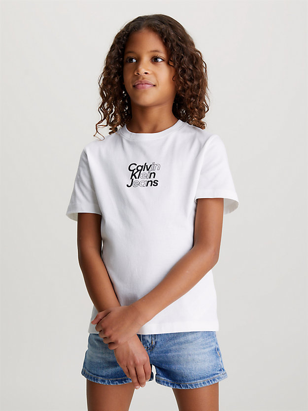 bright white t-shirt z logo dla dziewczynki - calvin klein jeans