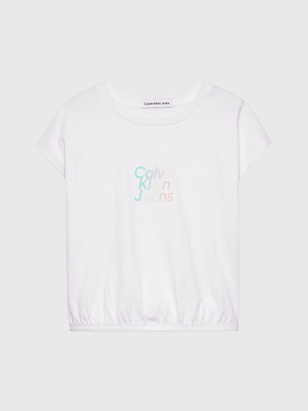 bright white boxy flock logo t-shirt for girls calvin klein jeans