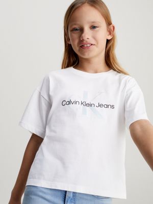 Calvin Klein Jeans Brand Logo Embroidered Drop-Shoulder Sleeves Pure Cotton  Boxy T-shirt