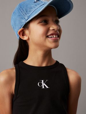 ck black slim logo tank top for girls calvin klein jeans