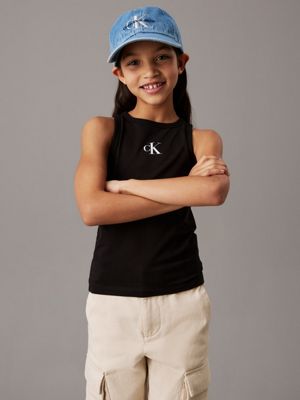 black slim logo tank top for girls calvin klein jeans