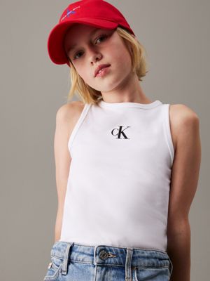 bright white slim logo tank top for girls calvin klein jeans