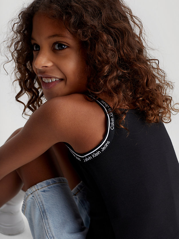 ck black milano jersey logo tape top for girls calvin klein jeans