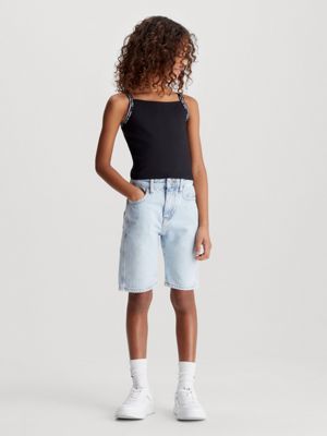 ck black milano jersey logo tape top for girls calvin klein jeans