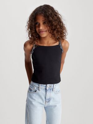  top mit logo tape aus milano-jersey für mädchen - calvin klein jeans