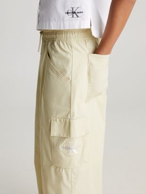 Calvin Klein Jeans Women's Capri Cargo Pants Khaki Beige Size 8 100% Cotton