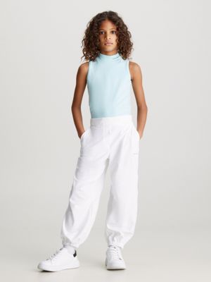 bright white relaxed parachute joggers for girls calvin klein jeans