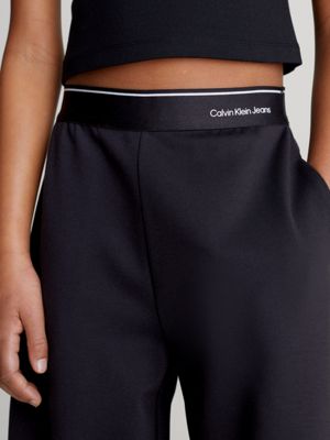 Calvin Klein Jeans Milano Jersey Logo Waistband Leggings Black