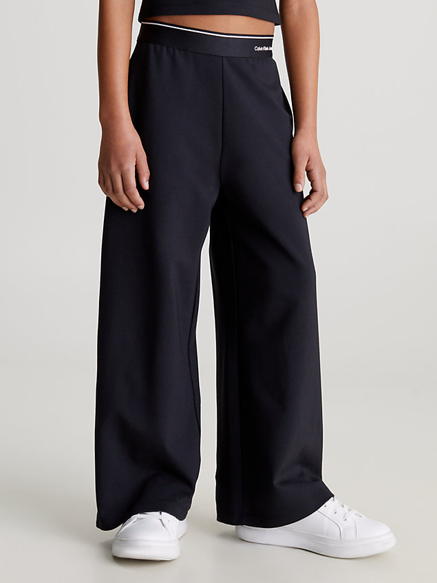 black milano jersey wide leg joggers for girls calvin klein jeans