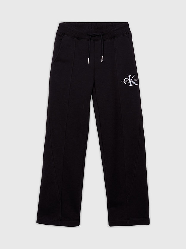 ck black straight monogram terry joggers for girls calvin klein jeans