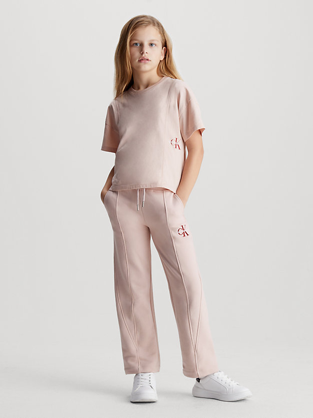 sepia rose straight monogram terry joggers for girls calvin klein jeans