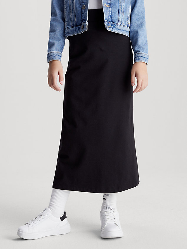 black cotton jersey maxi skirt for girls calvin klein jeans