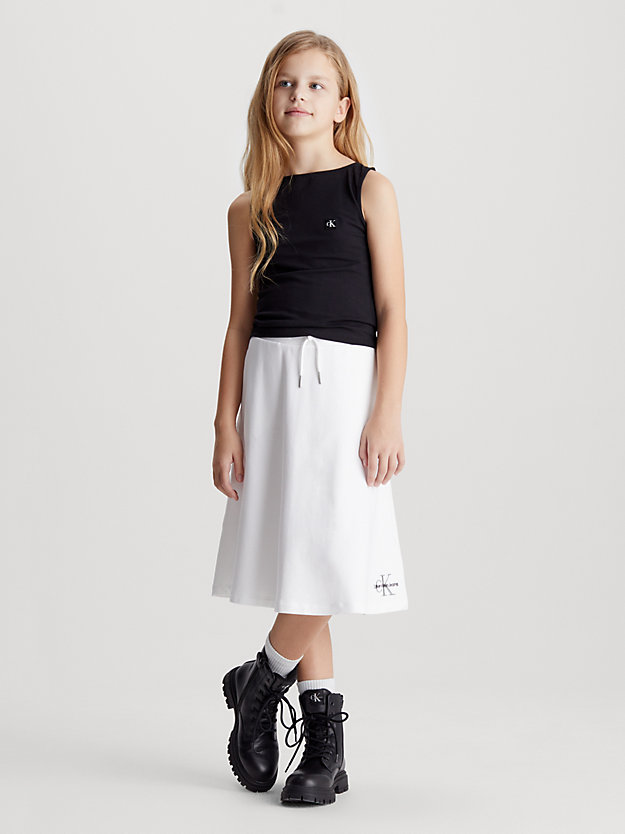 bright white cotton terry midi skirt for girls calvin klein jeans