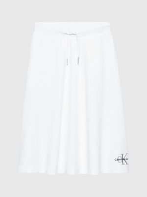 bright white cotton terry midi skirt for girls calvin klein jeans