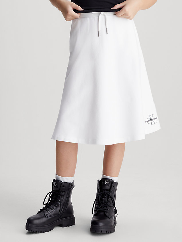 white cotton terry midi skirt for girls calvin klein jeans